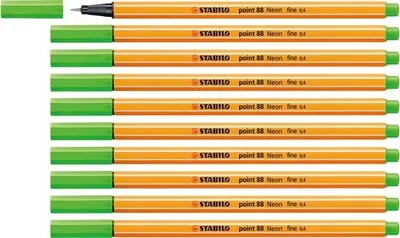 Produktbild von Fineliner - STABILO point 88 - 10er Pack - Neonfarbe, leuchtfarbengrün