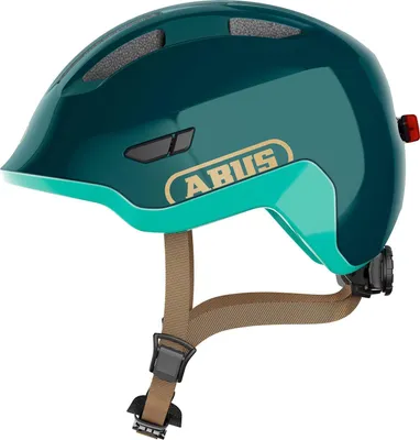 Produktbild von ABUS Kinderhelm Smiley 3.0 ACE LED - Fahrradhelm mit Licht - tiefe Passform & Platz für einen Zopf - für Mädchen und Jungs - Grün Glänzend, Größe S (45-50 cm)