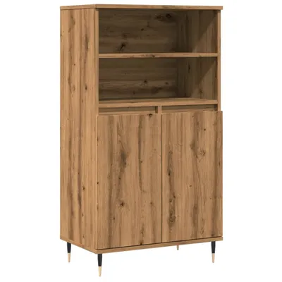 Image de Buffet haut chêne artisanal 60x36x110 cm bois d'ingénierie