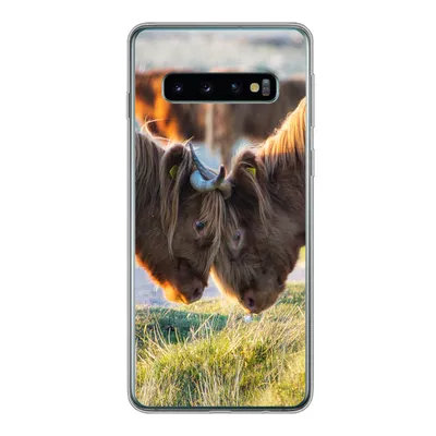 Produktbild von MuchoWow® Handyhülle Schutzhülle Hülle für Samsung Galaxy S10 Schottische Highlander - Tiere - Sonne Silikon Softcase Handy Hülle - Handytasche