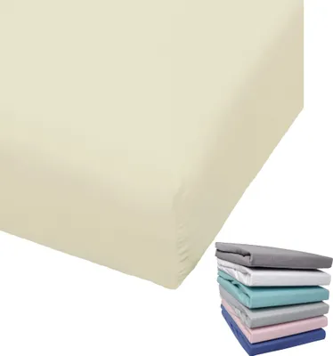 Produktbild von Bierbaum Biber Spannbettlaken Baumwolle 150x200 cm Weiß Grau Blau Rosa Türkis Silber Flieder Grün Taupe Rundgummi, Farbe:Beige