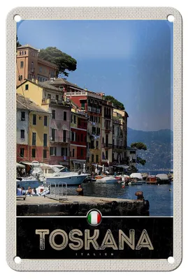 Produktbild von Blechschild Reise 12x18cm Toskana Italien Gebäude Meer Dekoration