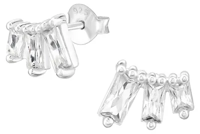 Produktbild von Ohrstecker Baguette Zirkonia: Goldene Ohrringe aus Silber 925 925 Sterling Silber
