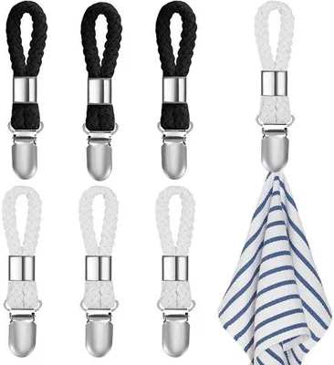 Produktbild von Handdoekhanger-Set, 6 Stück, metallisch, ohne Nähen, für Küche und Bad