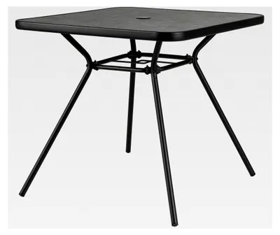 Produktbild von Gartentisch aus Kunstmarmor mit Schirmloch, Terrassentisch für 4 Personen, Outdoor-Esstisch für Garten, Terrasse, 80 x 80 x 72,5 cm