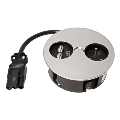 Obrázek produktu pro BACHMANN Systém TWIST, zásuvka CZ, zdroj (2x USB A), matný chrom (931.034) (19.07.2845)