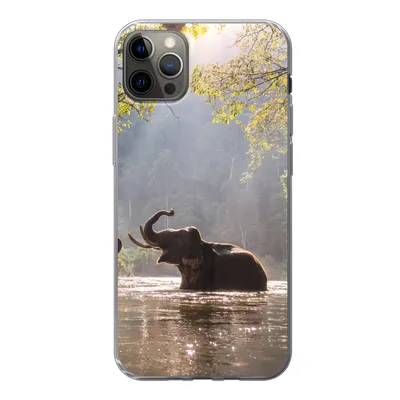 Produktbild von MuchoWow® Handyhülle Schutzhülle Hülle für iPhone 13 Pro Max Elefant - Wasser - Tiere - Bäume - Sonne Silikon Softcase Handy Hülle - Mobiltelefon