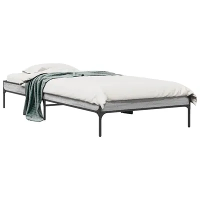 Produktbild von vidaXL Bettgestell Grau Sonoma 100x200 cm Holzwerkstoff und Metall