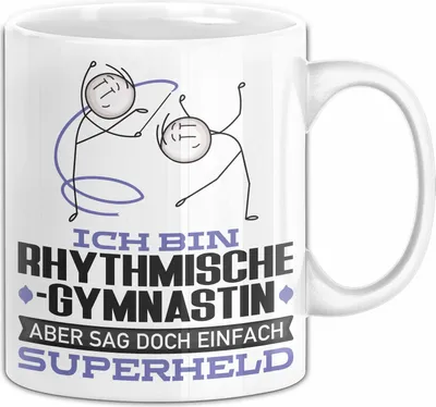 Produktbild von RhythmischeGymnastin Geschenk Tasse Ich Bin RhythmischeGymnastin Aber Sag Doch Einfach Superheld Lustige Geschenkdiee für RhythmischeGymnastin Kaffee-Becher (Weiß)