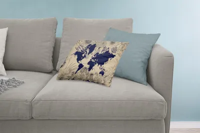 Produktbild von MuchoWow® Zierkissen Sofakissen Wohnzimmer Dekokissen 60x40 cm Weltkarte - Blumen - Blau - Kopfkissen - Polster mit Foto