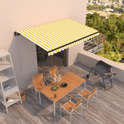 Produktbild von The Living Store Gelenkarmmarkise Einziehbar 450x350 cm Gelb und Weiß
