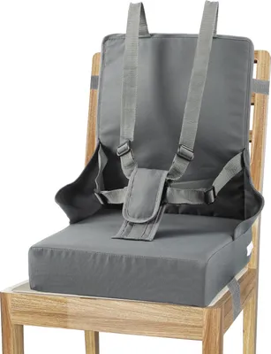 Image de Aopunly Rehausseur de chaise Chaise de bébé Chaise haute Siège de table Coussin de chaise pour enfant Siège de bébé Coussin de chaise avec ceinture de sécurité réglable Rehausseur de siège, Gris