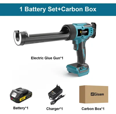 Produktbild von Elektrische Kartuschenpistole - Akku Silikonpistole - 6 Geschwindigkeiten, Set mit 1 Akku, Bürstenmotor, Kabellos - Braun