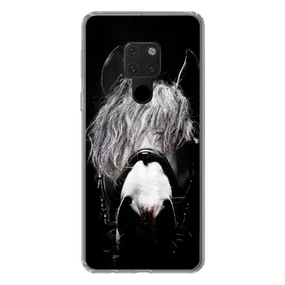 Produktbild von MuchoWow® Handyhülle Schutzhülle Hülle für Huawei P40 Lite Pferd - Porträt - Schwarz - Weiß Silikon Softcase Handy Hülle - Handy