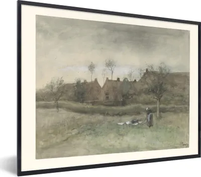 Produktbild von MuchoWow® Gerahmtes Poster Palefield - Gemälde von Anton Mauve 40x30 cm - Poster mit Schwarzem Bilderrahmen Wandposter Rahmen Foto Bilder - Kunstposter - Wanddekorationen