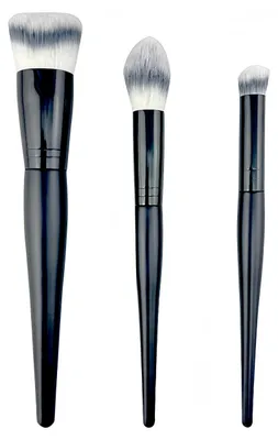 Image de Ensemble de 3 pinceaux de maquillage pour poudre et maquillage liquide