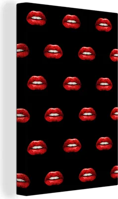 Zdjęcie produktu dla OneMillionCanvasses® - Obrazy na płótnie - 90x140 cm, Lips - Red - Pattern, Wall Art Print Dekoracja ścienna - Dekoracja ścienna - Sypialnia