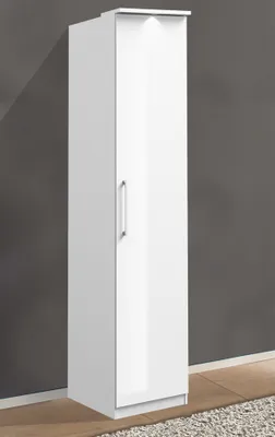 Image de Armoire de rangement « Optima » Armoire à vêtements 45 cm blanc brillant, 1 porte