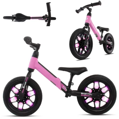 Produktbild von Sun Baby Spark Laufrad ab 2 Jahre bis zu 30 kg 12 Zoll Räder Lenkrad und Sattel höhenverstellbar LED-Räder rosa