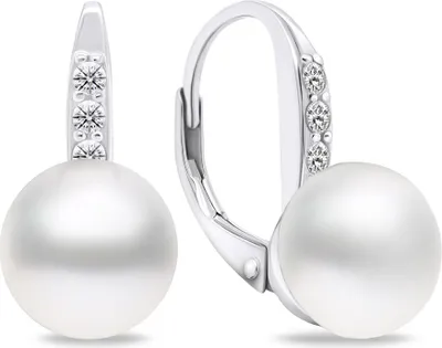 Produktbild von Charmante Silberohrringe mit Perle und Zirkonen EA723W