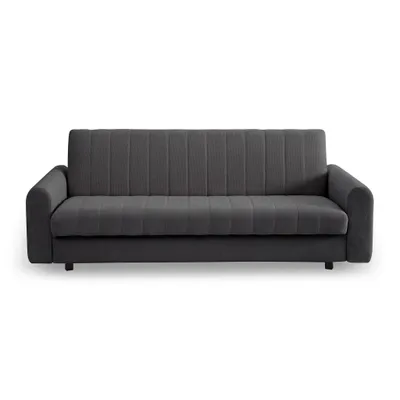 Produktbild von Sofa PIXI, Wohnzimmer, modernes Schlafsofa Couch 3-Sitzer Sofa freistehendes Polstersofa Bettkasten 232 cm KLIK-KLAK-Mechanismus Grau Skaga 01
