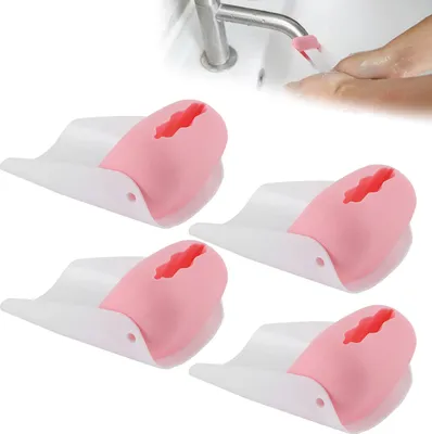 Produktbild von 4 Stück Baby-Wasserhahn-Verlängerungswinkel, verstellbarer Wasserwaschbecken-Griff für Kinderhändewaschen, Universal, Pink
