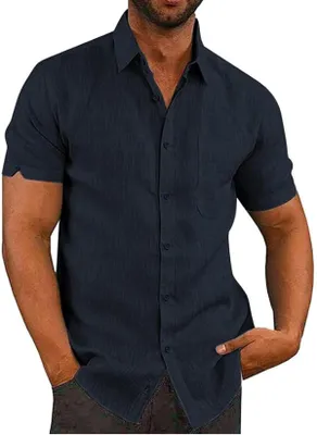 Image de Solidchoice - Chemise à manches courtes pour hommes, aspect lin