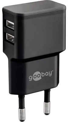 Immagine prodotto di Goobay Caricabatterie / Adattatore doppio SLIM 230V , 2x USB, 2,4A, NERO