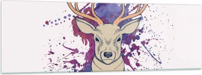 Produktbild von Bilder auf glas - Hirsch Abstraktion - 160x50cm - Glasbilder - Wandbilder - Kunstdruck - zum Aufhängen bereit - Wanddekoration aus Glas - Glas Bilder - Wandbild auf Glas - Einteilig - GAB160x50-3691