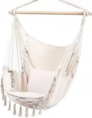 Produktbild von Hängesessel Hängestuhl Hängeschaukel Hängematte mit 2 Kissen; beige