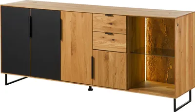 Image de MASSIVMOEBEL24 | Buffet 180x43x79 en bois de Chêne sauvage naturel huilé LINDAU #109