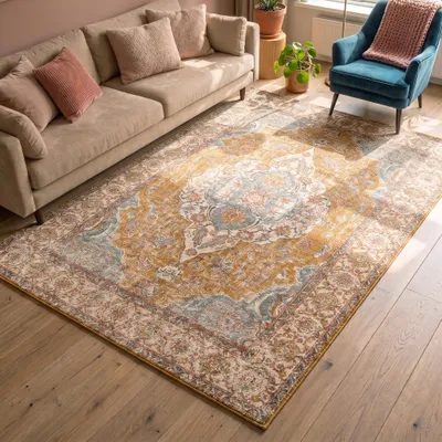 Zdjęcie produktu dla Volero - Dywan Vintage - Thirza Medaillon Ochra/Wielokolorowy - 160x230 cm