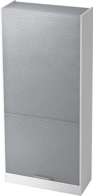 Produktbild von bümö Rollladenschrank office - 5 Ordnerhöhen - Griff: Relinggriff (Kunststoff), Nachbildung: Weiß/Silber