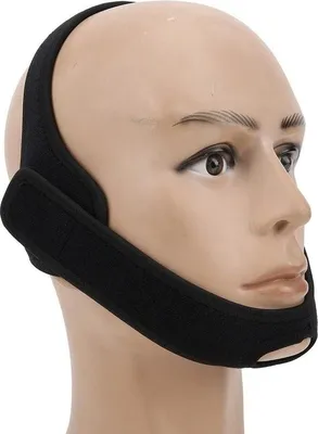 Obrázek produktu pro Podbradní pásek proti chrápání pro uživatele CPAP - pomůcka pro dýchání z úst pro muže a ženy - zátka proti chrápání s oporou čelisti - černý náustek proti chrápání