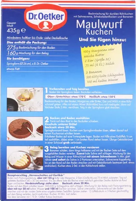 Produktbild von Dr. Oetker Maulwurfkuchen 435 g Backmischung