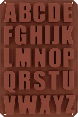Obrázok produktu pre Silikónová forma na pečenie Krumble - abeceda - pomôcky na pečenie - forma na písmená - forma na čokoládu - forma na kocky ľadu - forma na cukrovinky - hnedá -33,5 x 22 x 2 cm