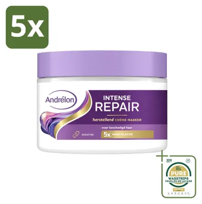 Zdjęcie produktu dla 5 x Maska do włosów Andrélon Intense Repair z keratyną - 300 ml - zestaw ekonomiczny - 5 sztuk