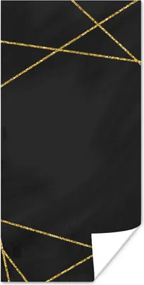 Produktbild von MuchoWow® Poster Geometrisches Muster aus goldenen Linien auf schwarzem Hintergrund 20x40 cm - Plakat - Foto