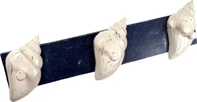 Produktbild von 3èr Wandhaken, Kleiderhaken, Garderobe - Spitzmuschel, Blau, Holz, 20*60*4 cm, Wandhaken aus Holz, Metall & Keramik
