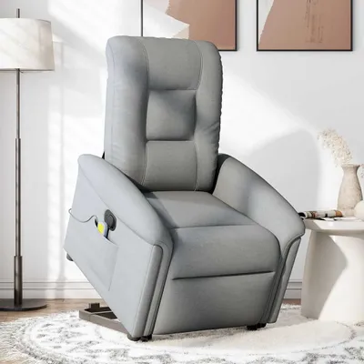 Immagine prodotto di Poltrona Alzapersona Massaggi Reclinabile Grigio Chiaro Tessuto