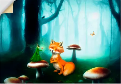 Produktbild von ARTland Wandbild, selbstklebend Begegnung im Wald Größe: 70x50 cm