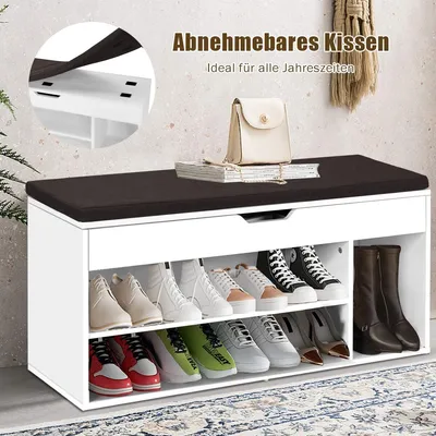 Produktbild von GOPLUS Schuhbank Schuhregal Schuhkommode Schuhablage mit Sitzflaeche,Weiss