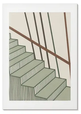 Produktbild von POSTER - 21x29 cm (A4) - !Artists - Treppengeometrie, Dynamik, Minimalismus, Eleganz - Wandbild für Wohnzimmer Schlafzimmer & Flur, Modernes Poster Wanddeko, Ungerahmt