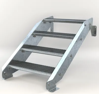 Produktbild von Stahltreppe 4 Stufen bis Höhe 84 cm, Laufbreite : 70 cm kein Geländer ST 1 (31 / 31 mm)
