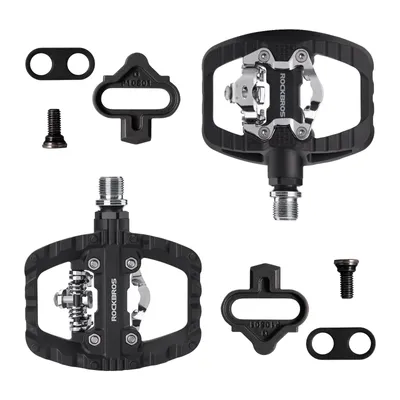 Immagine prodotto di ROCKBROS 1 paio di pedali per bicicletta pedali antiscivolo clipless SPD e pedali piatti pedali leggeri in nylon da 9/16 di pollice per MTB bici da strada