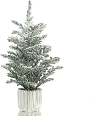 Produktbild von DPI Weihnachtsbaum beschneit im weißen Topf Höhe 55 cm - Kunststoff & Zement