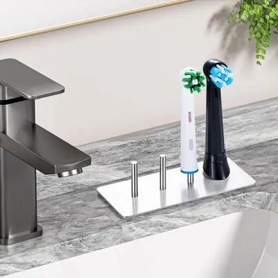 Produktbild von Zahnbürstenhalter für 4 Bürstenköpfe, Edelstahl, Silber