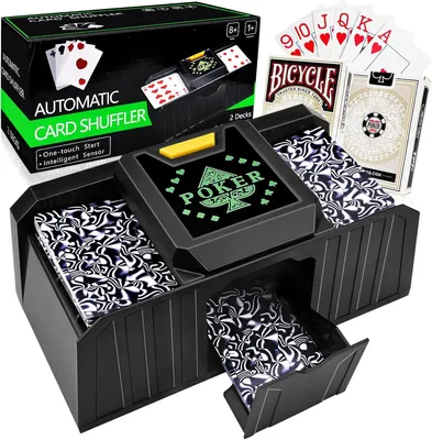 Produktbild von Kartenmischer, Kartenmischer, elektrisch, 1–2 Decks, automatischer Spielkartenmischer, USB-/batteriebetriebener Kartenmischer, Kartenmischer für Poker