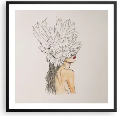Produktbild von Gerahmtes Poster - Schwarzer Rahmen - Mode Frau Zeichnung - 60x60 cm - Wand Bild - Wanddeko - Wandbilder - Kunstposter - Wandposter - Bilderrahmen - Bilder - Kunstdruck - P2BAC60x60-4873