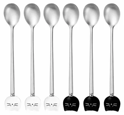 Produktbild von Weiße und schwarze Katzenlöffel – 6er-Set